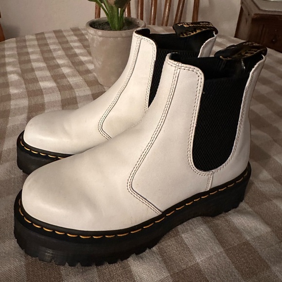 Dr. Martens White Leather Ankle Boots - Picture 1 of 4